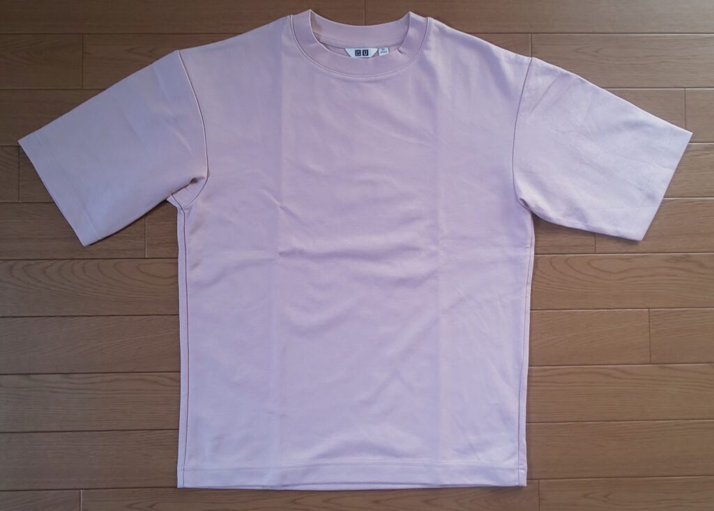 ユニクロU エアリズムコットンオーバーサイズTシャツ（5分袖）PINK